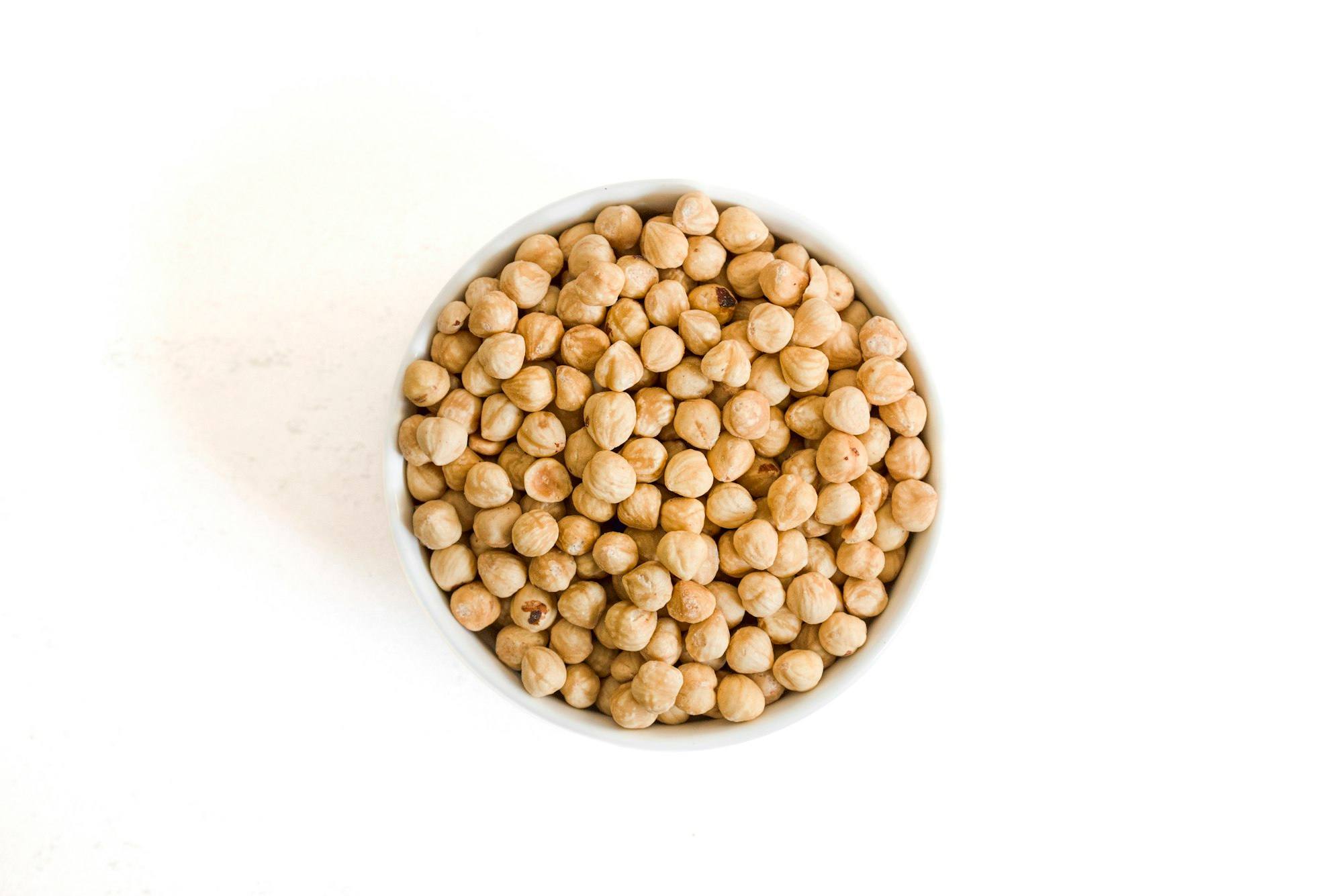 A bowl of chickpeas from above